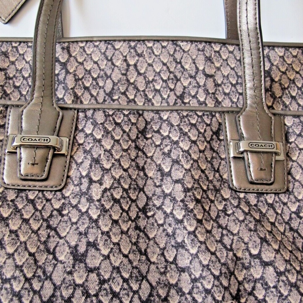 Coach Handbag Purse Taylor F26034 Satchel Pewter Gray Black Leather Tote - Picture 2 of 13